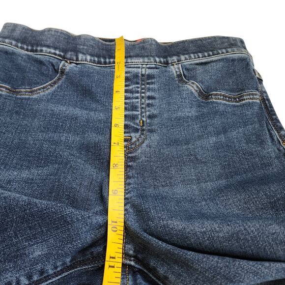 Spanx Womens Cropped Flare Denim Jeans Size Small Dip Dye Hem Pull On High Rise - Picture 10 of 12